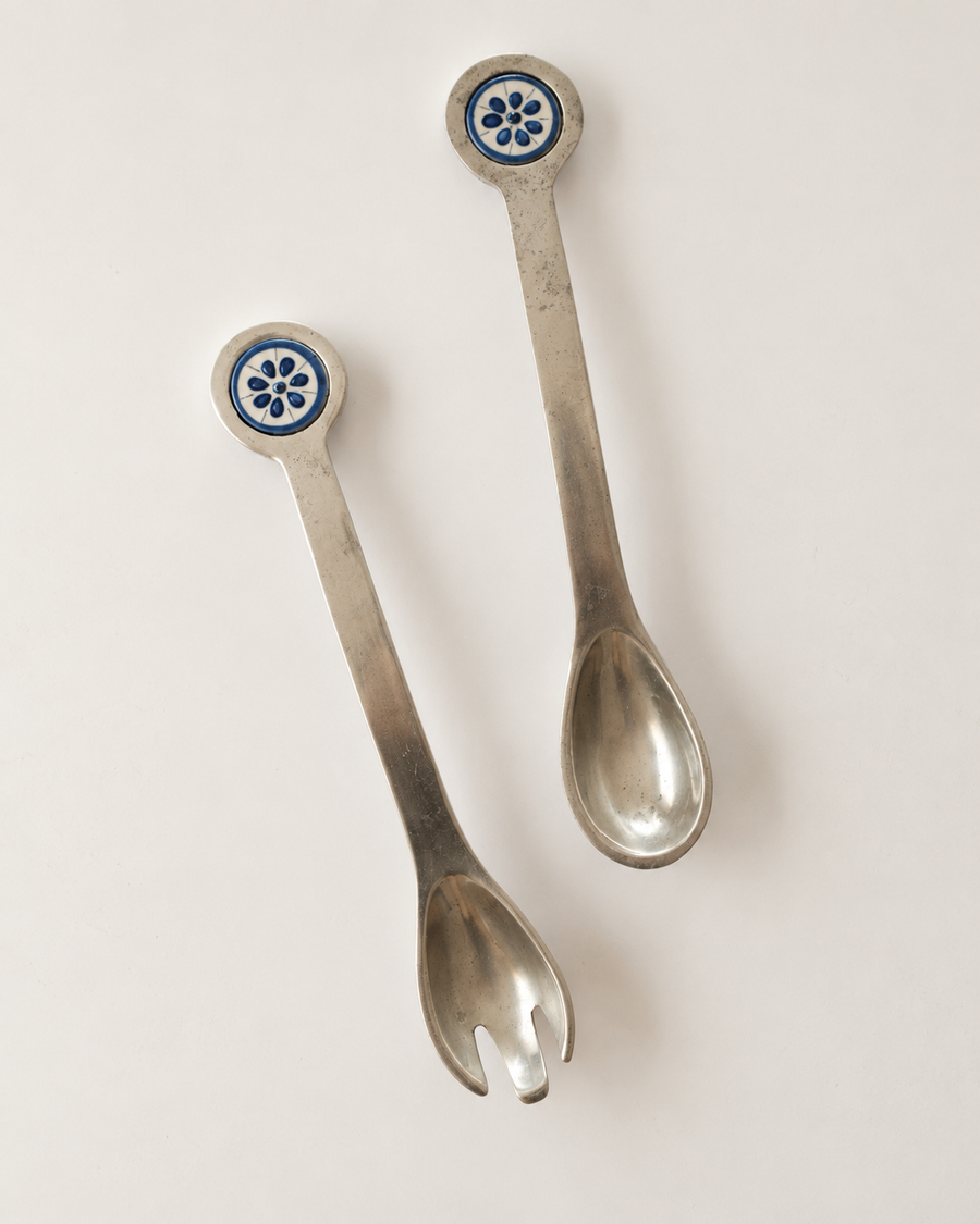 Blue Blossom Salad Servers — Pair