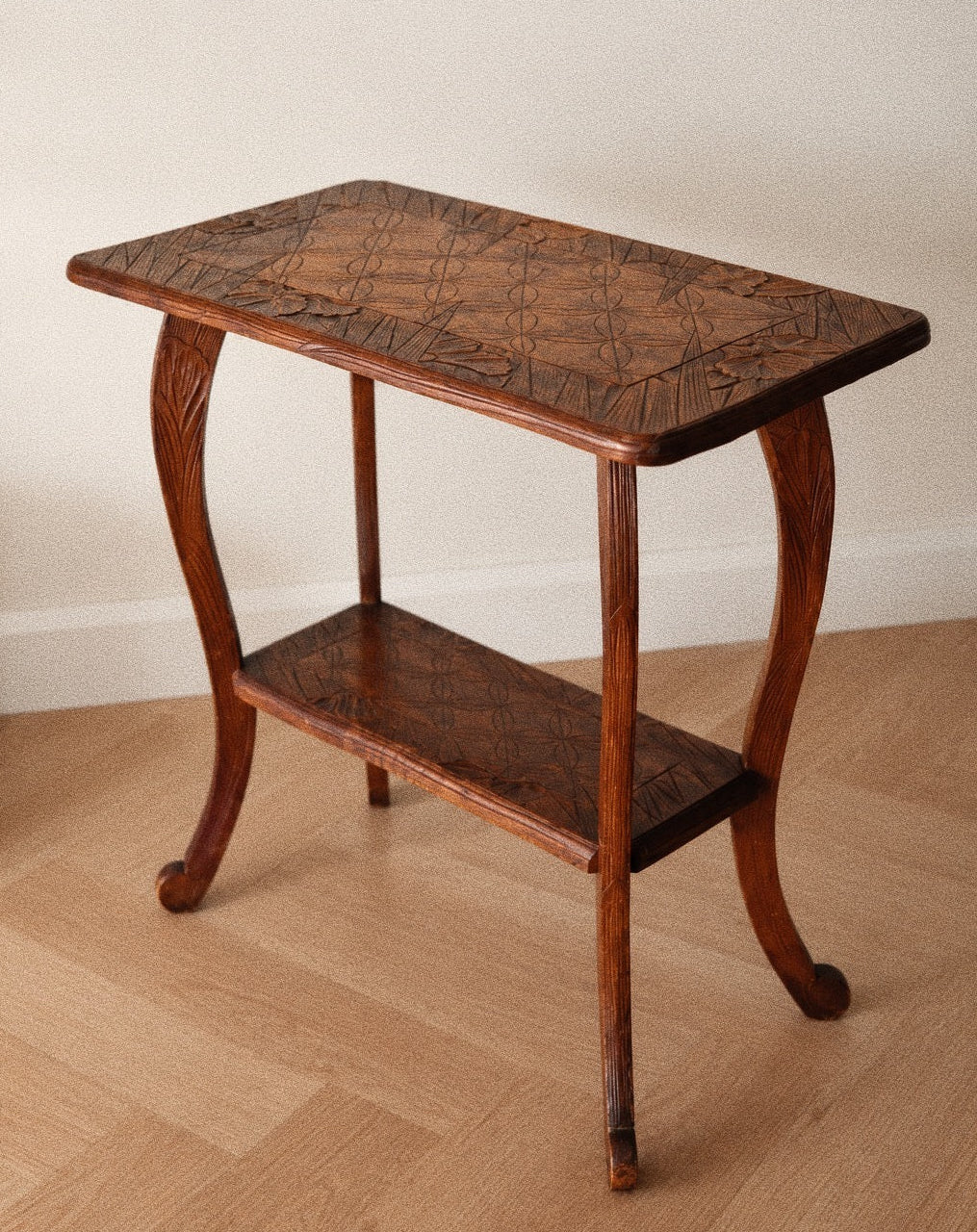 Japanese Arts & Crafts Carved Side Table