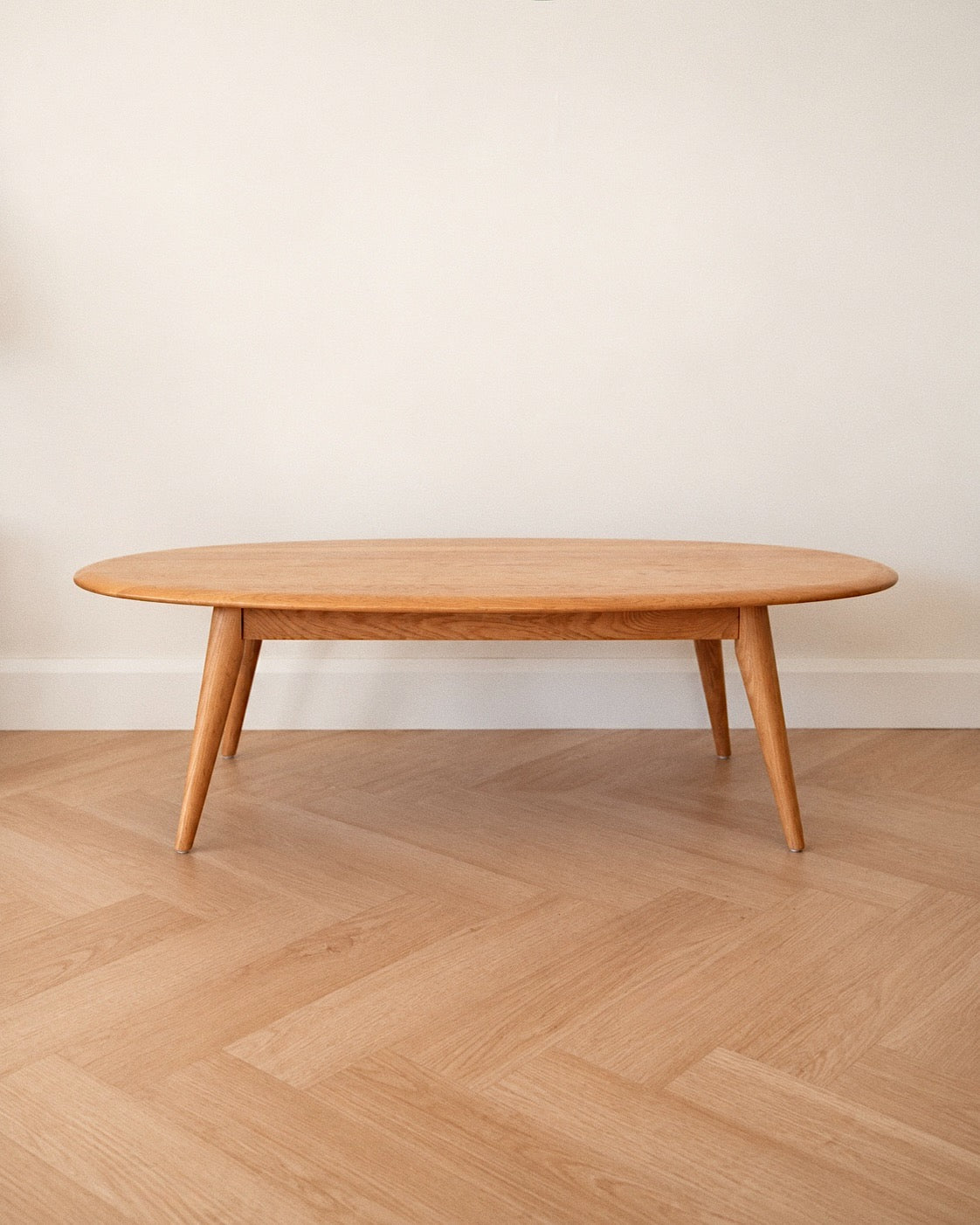 Scandinavian-Style Oval Timber Coffee Table