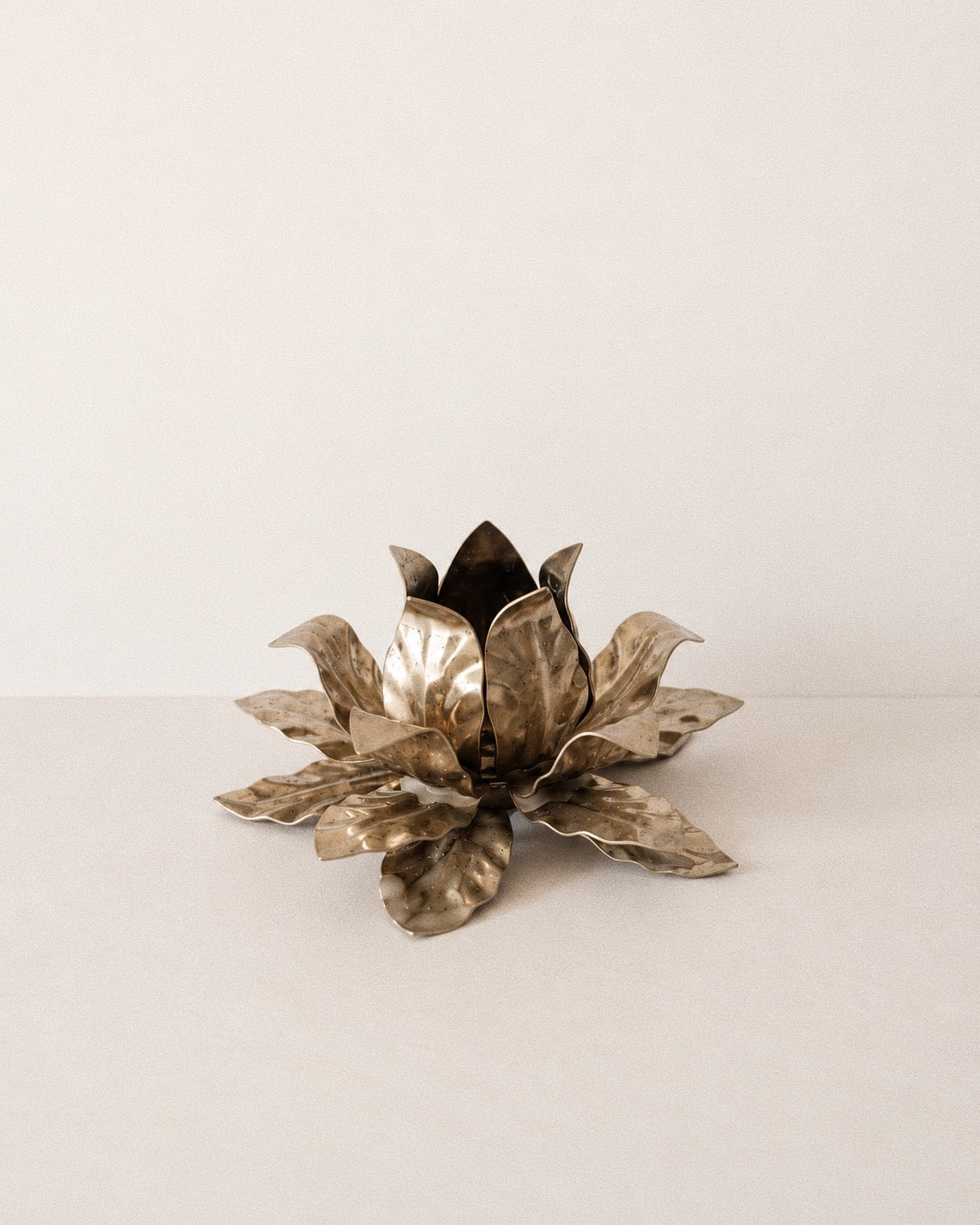 Vintage Metal Flower Candle Holders — Pair