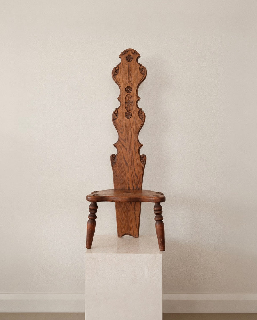 Carved High Back Spinning Stool