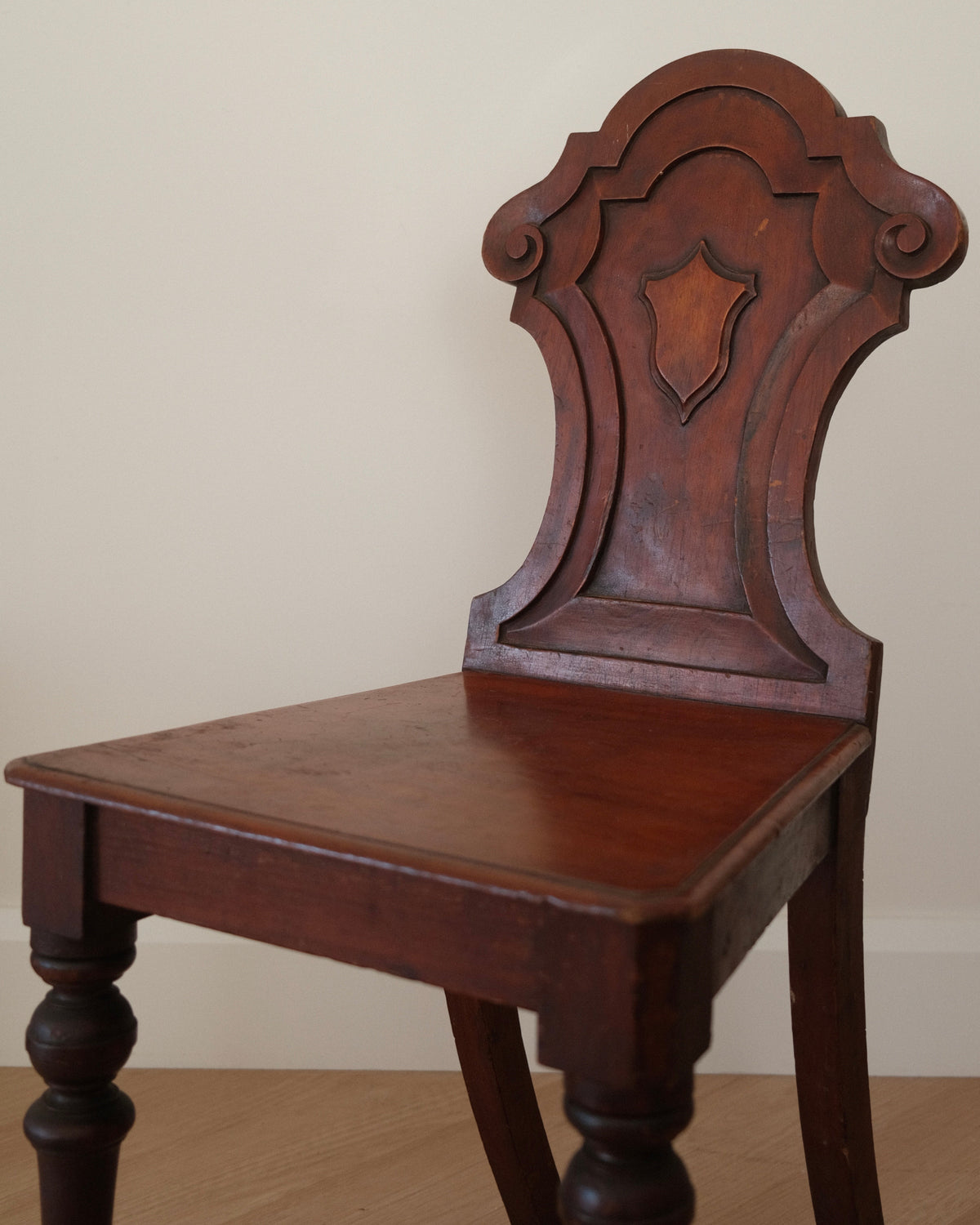 Victorian Carved Timber Hall Chairs — Pair