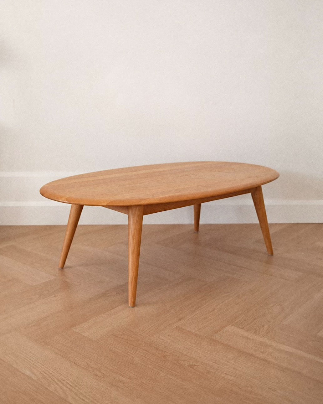 Scandinavian-Style Oval Timber Coffee Table