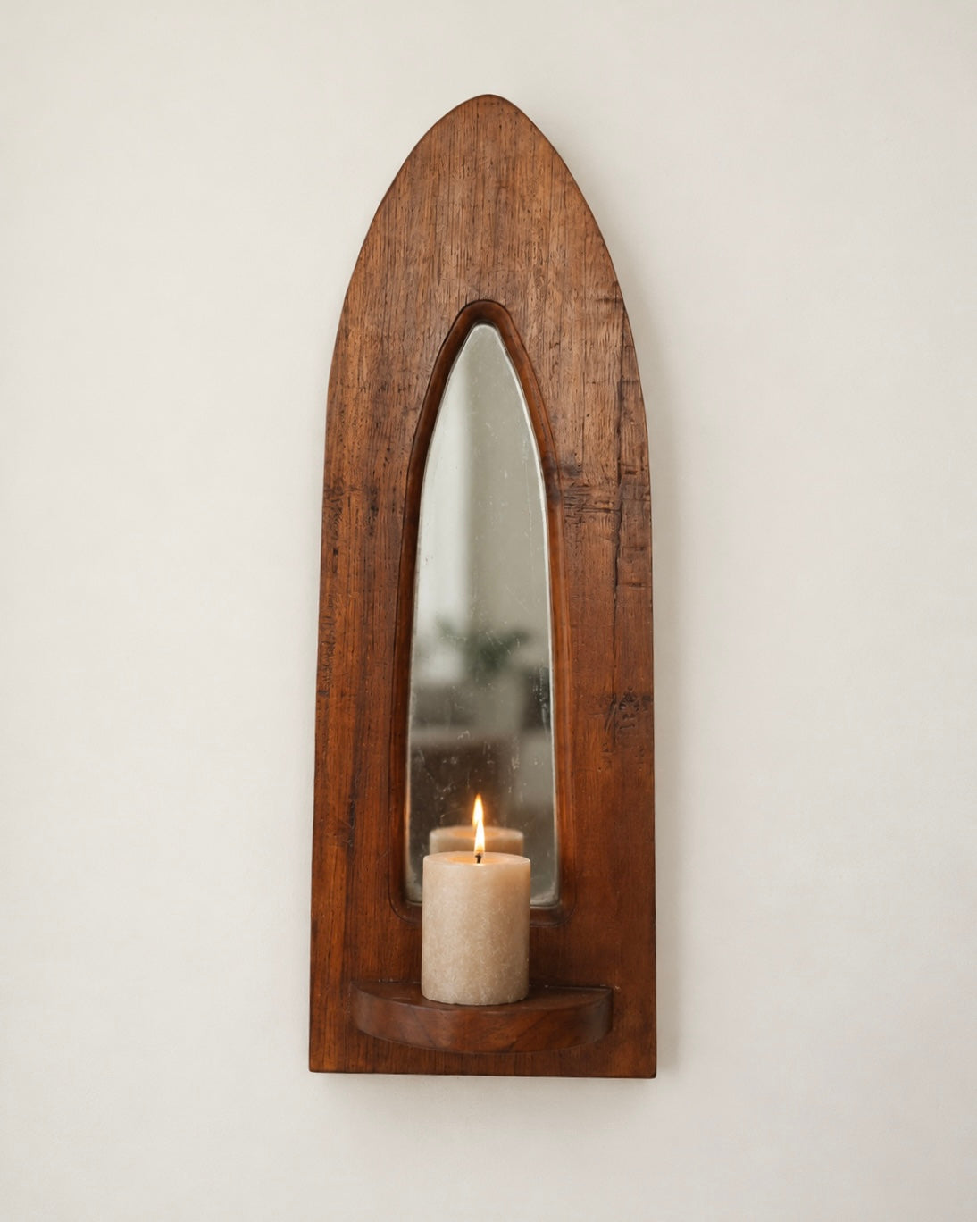 Vintage Gothic Arch Mirror with Candle Shelf