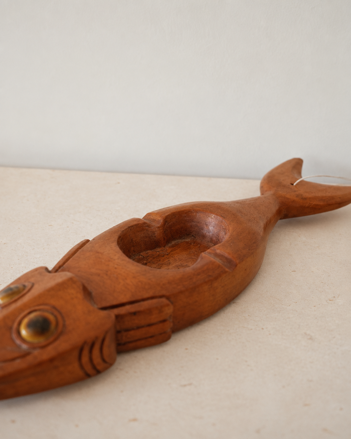 Vintage Hand-Carved Wooden Fish Ashtray