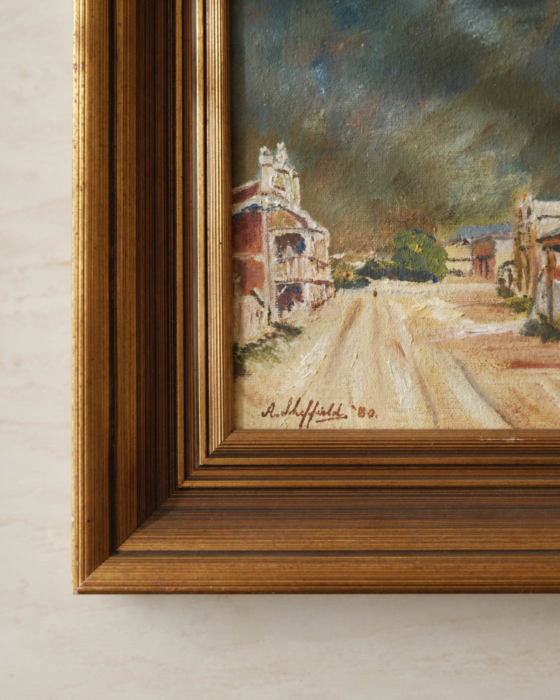 “Meet Me at the Pub” — Country Streetscape Oil Painting