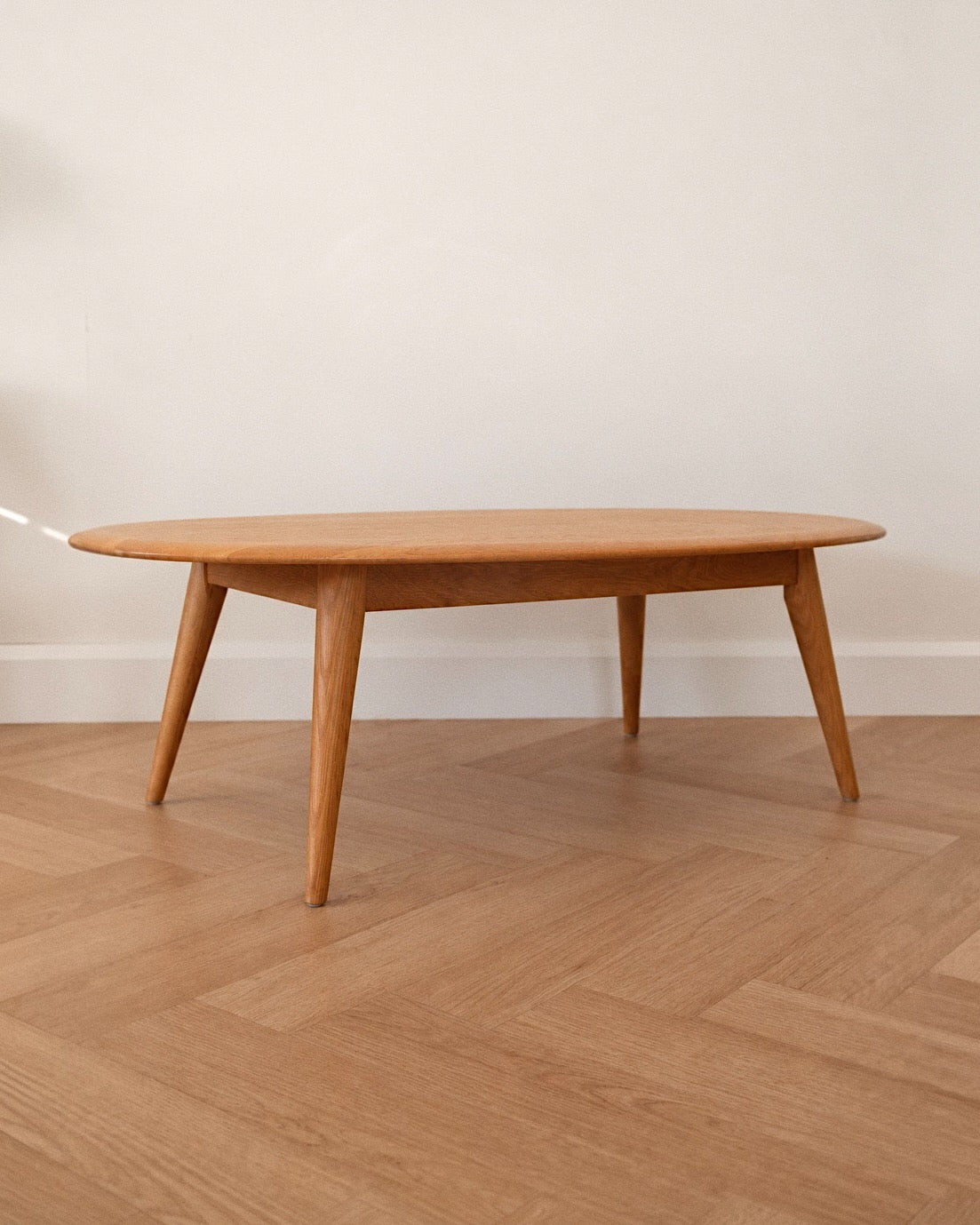 Scandinavian-Style Oval Timber Coffee Table