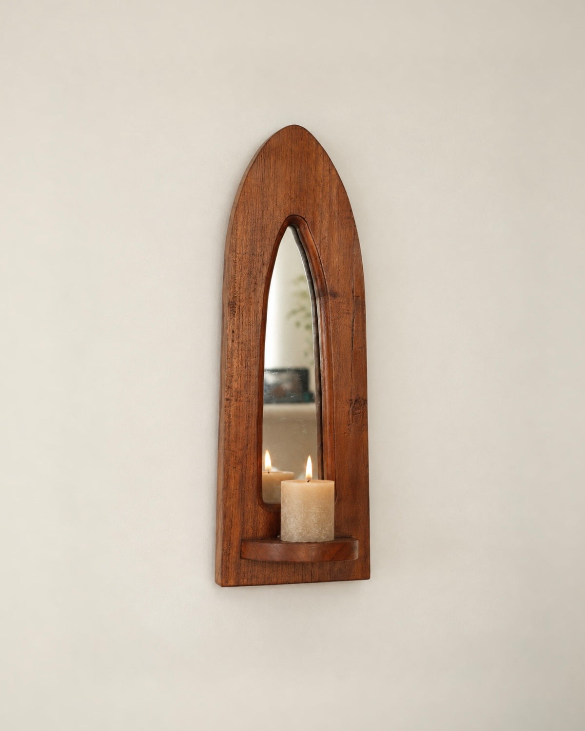 Vintage Gothic Arch Mirror with Candle Shelf