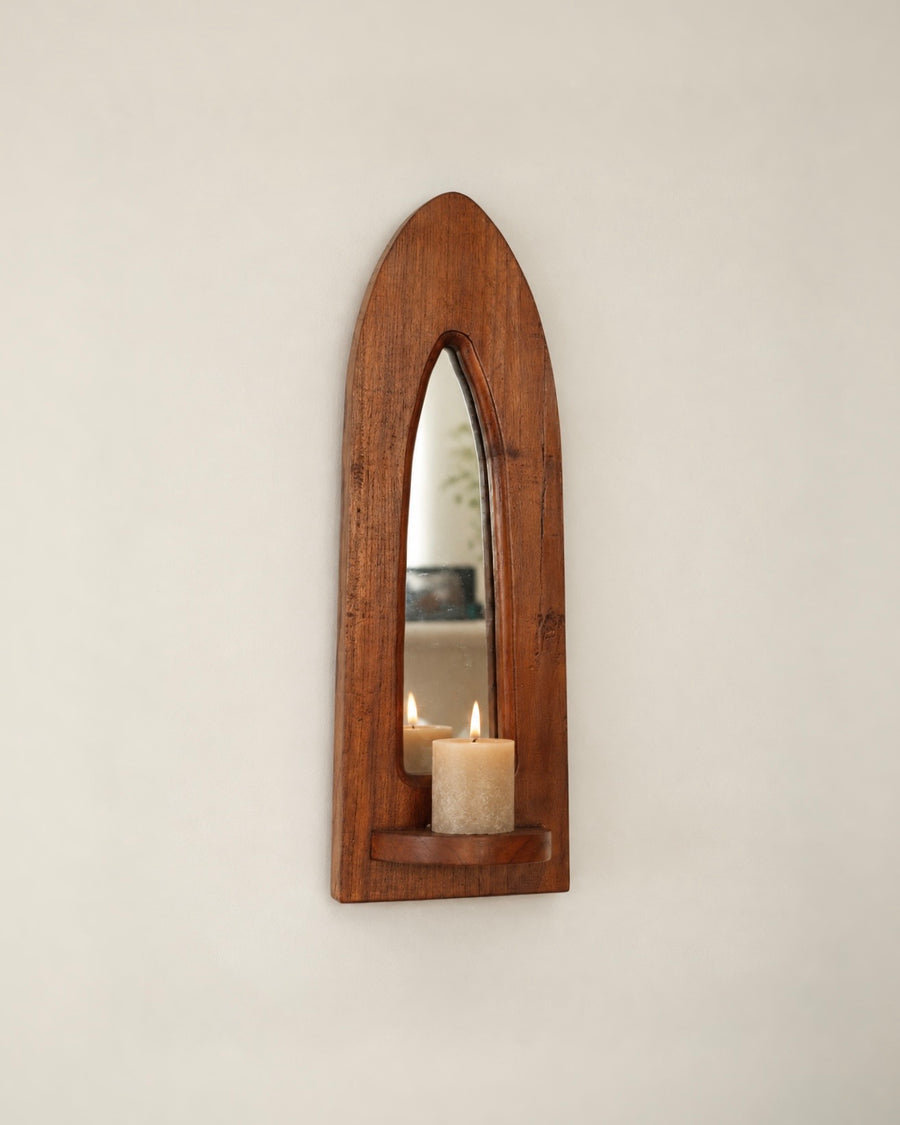 Vintage Gothic Arch Mirror with Candle Shelf