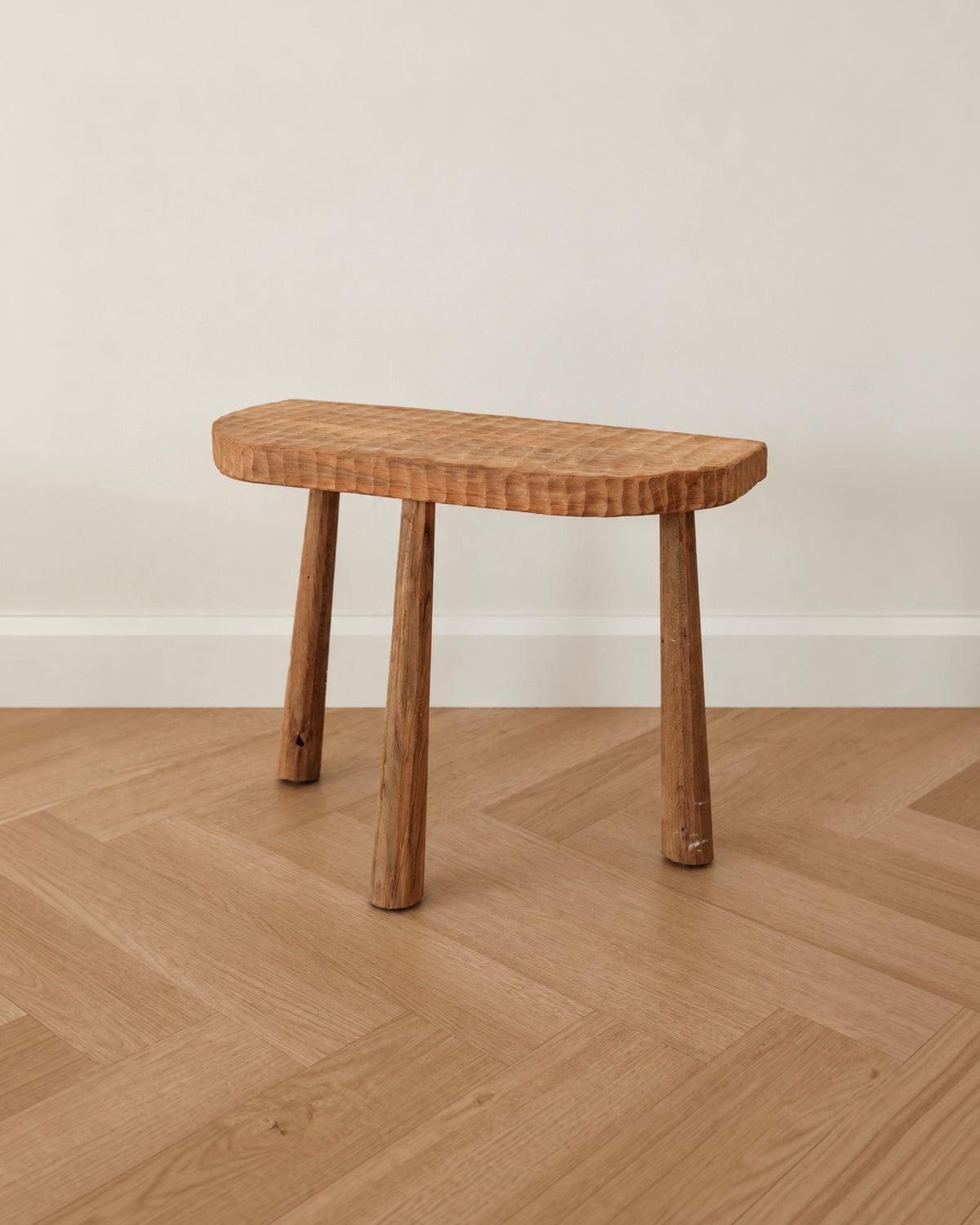 Rustic Hand-Carved Timber Stool