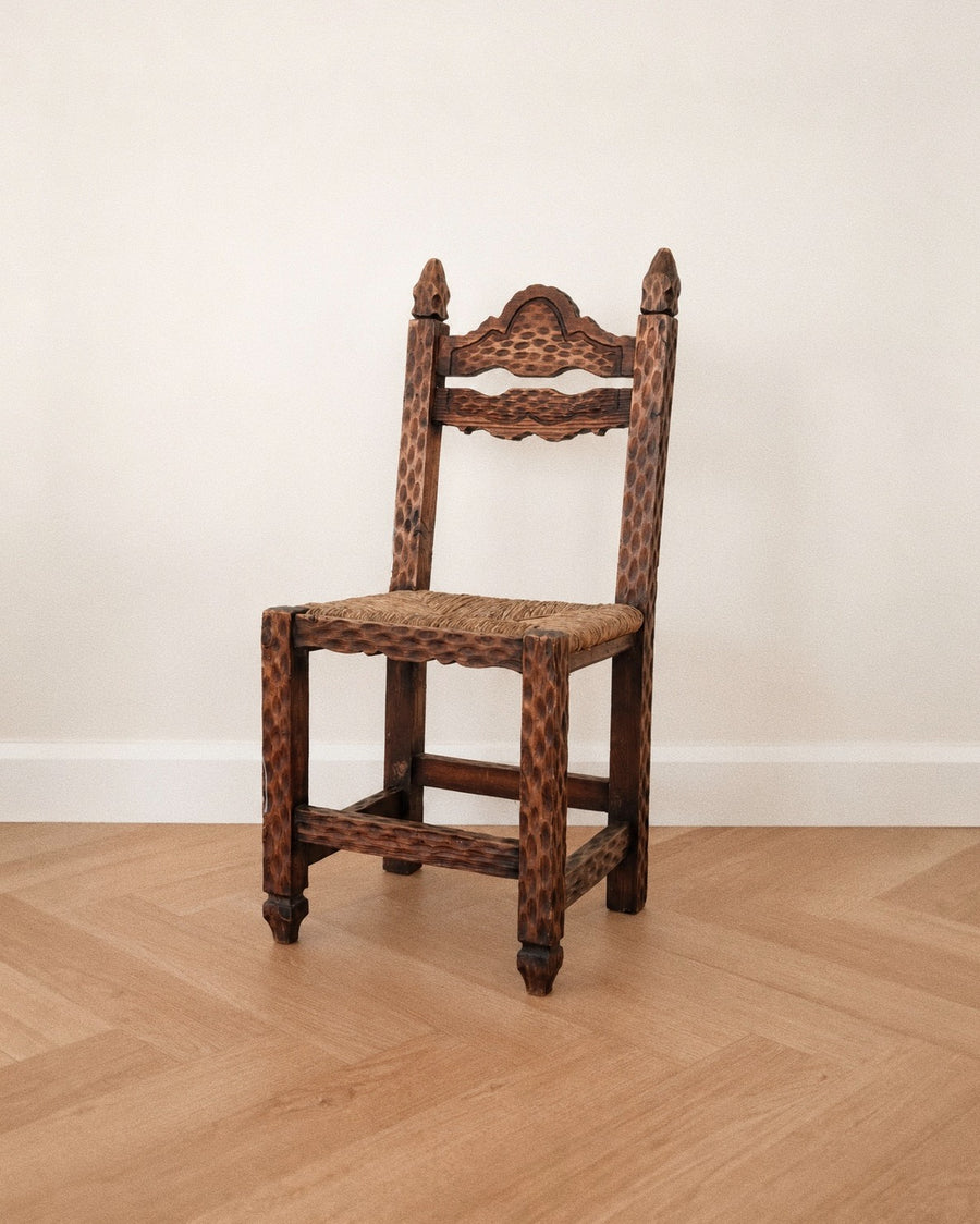 Spanish Revival Carved Rush-Seat Chair
