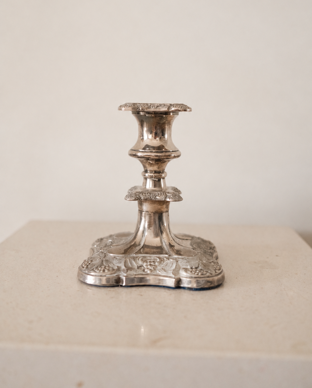 Pair of Vintage Silver-Plated Neoclassical Candlesticks