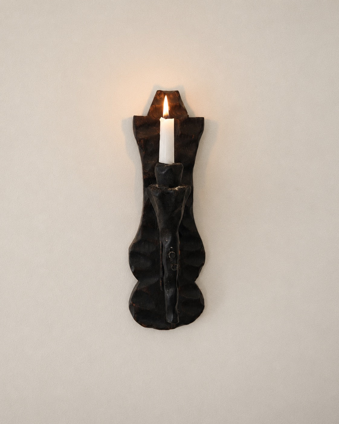 Brutalist Wooden Candle Sconce