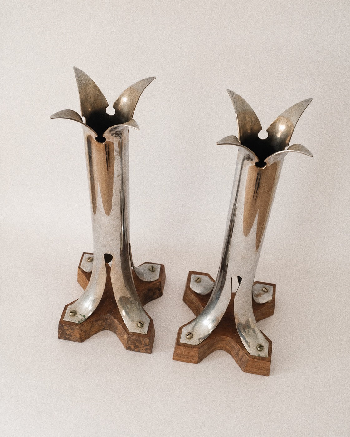 Arts & Crafts Style Petal Rim Vases