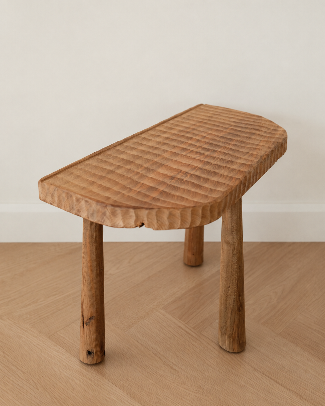 Rustic Hand-Carved Timber Stool