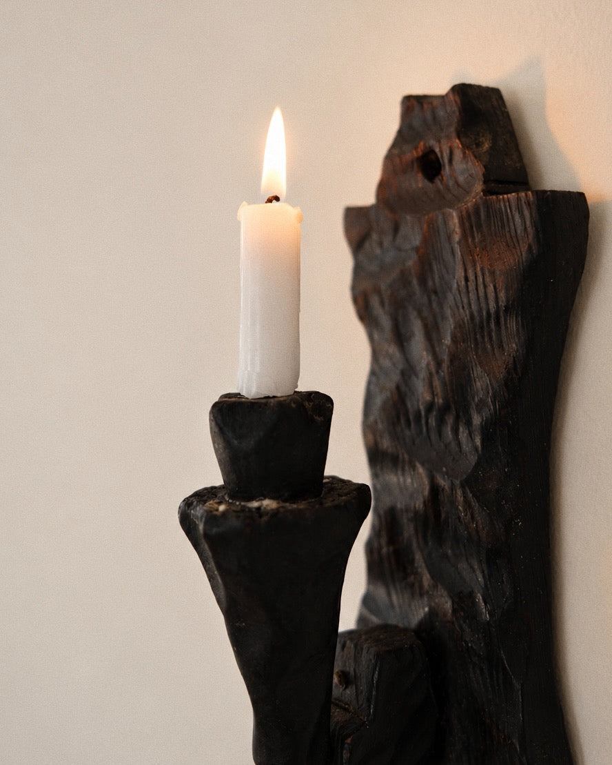 Brutalist Wooden Candle Sconce