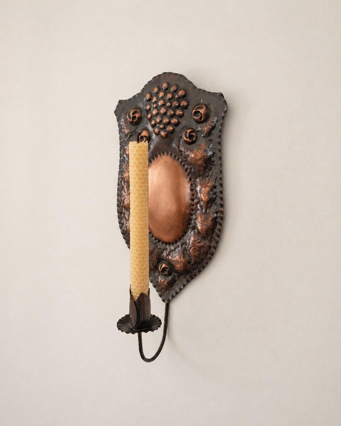 Scandinavian Folk Art Copper Candle Sconces