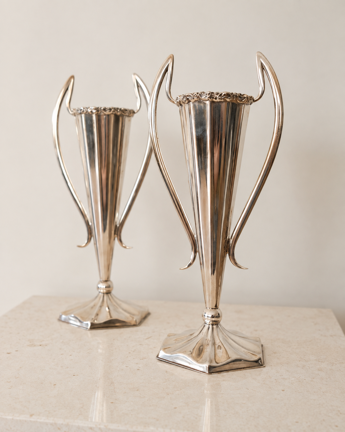 Art Deco Silver-Plated Vases