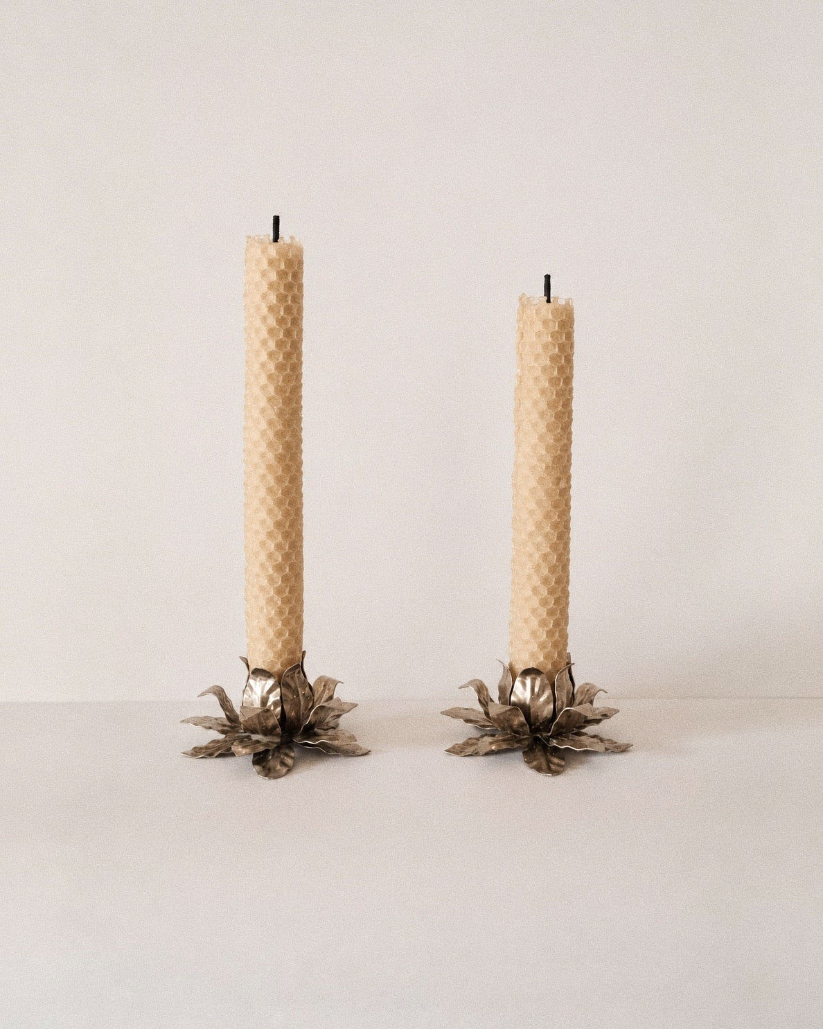 Vintage Metal Flower Candle Holders — Pair