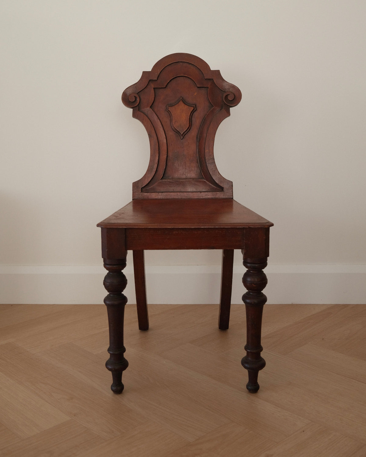 Victorian Carved Timber Hall Chairs — Pair