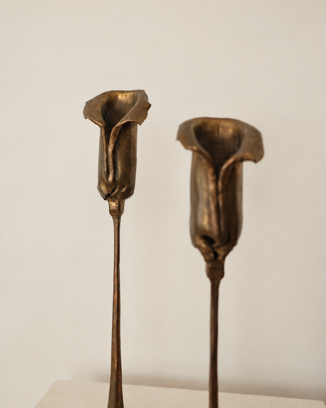 Vintage Brass Calla Lily Candle Holders — Pair