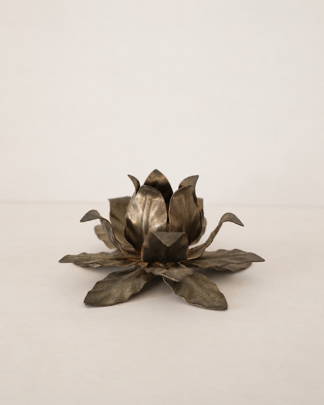 Vintage Metal Flower Candle Holders — Pair