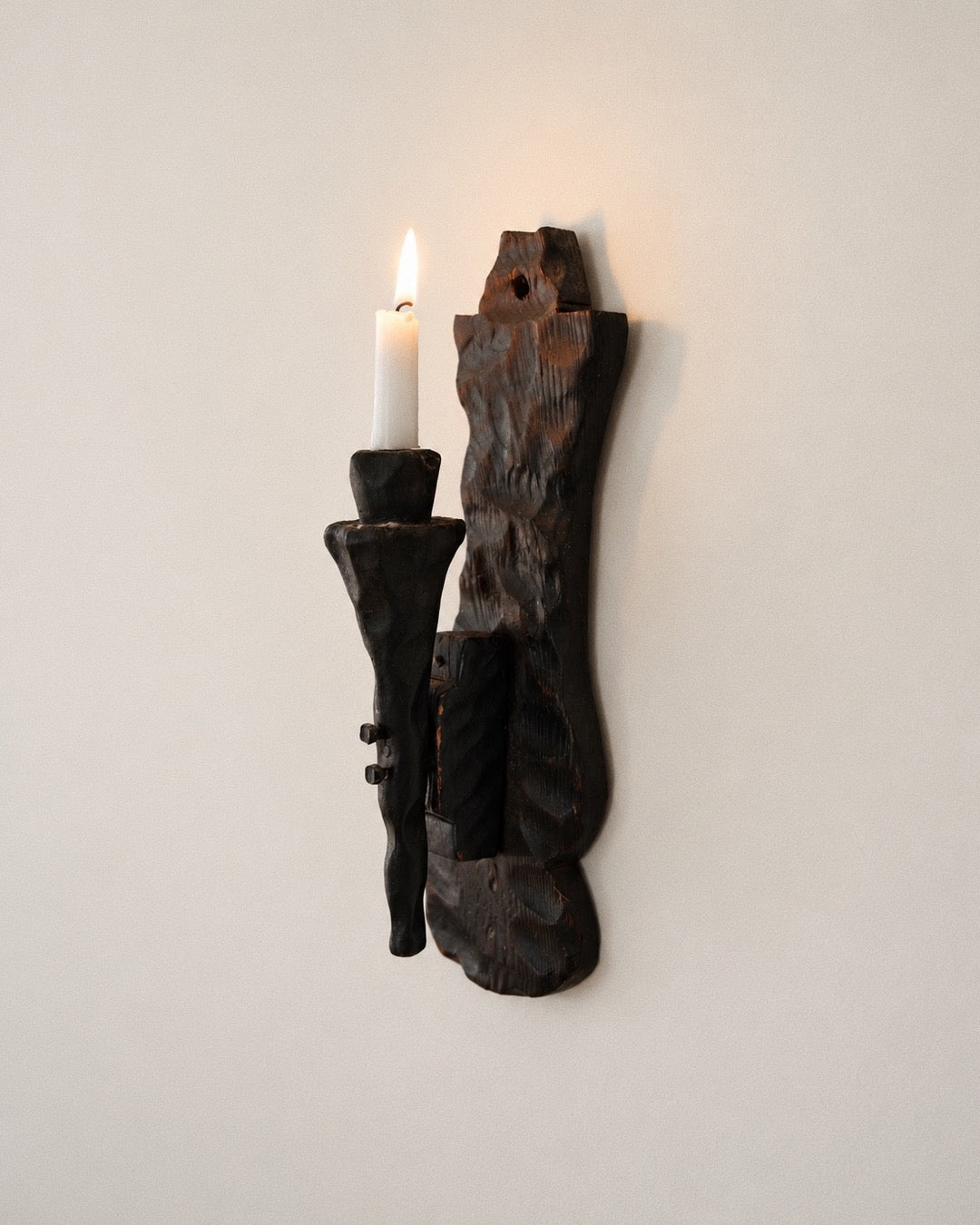 Brutalist Wooden Candle Sconce