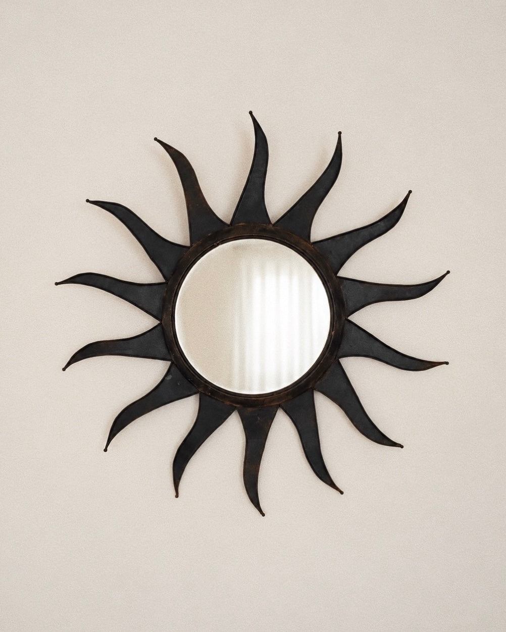 Sculptural Metal Sunburst Mirror