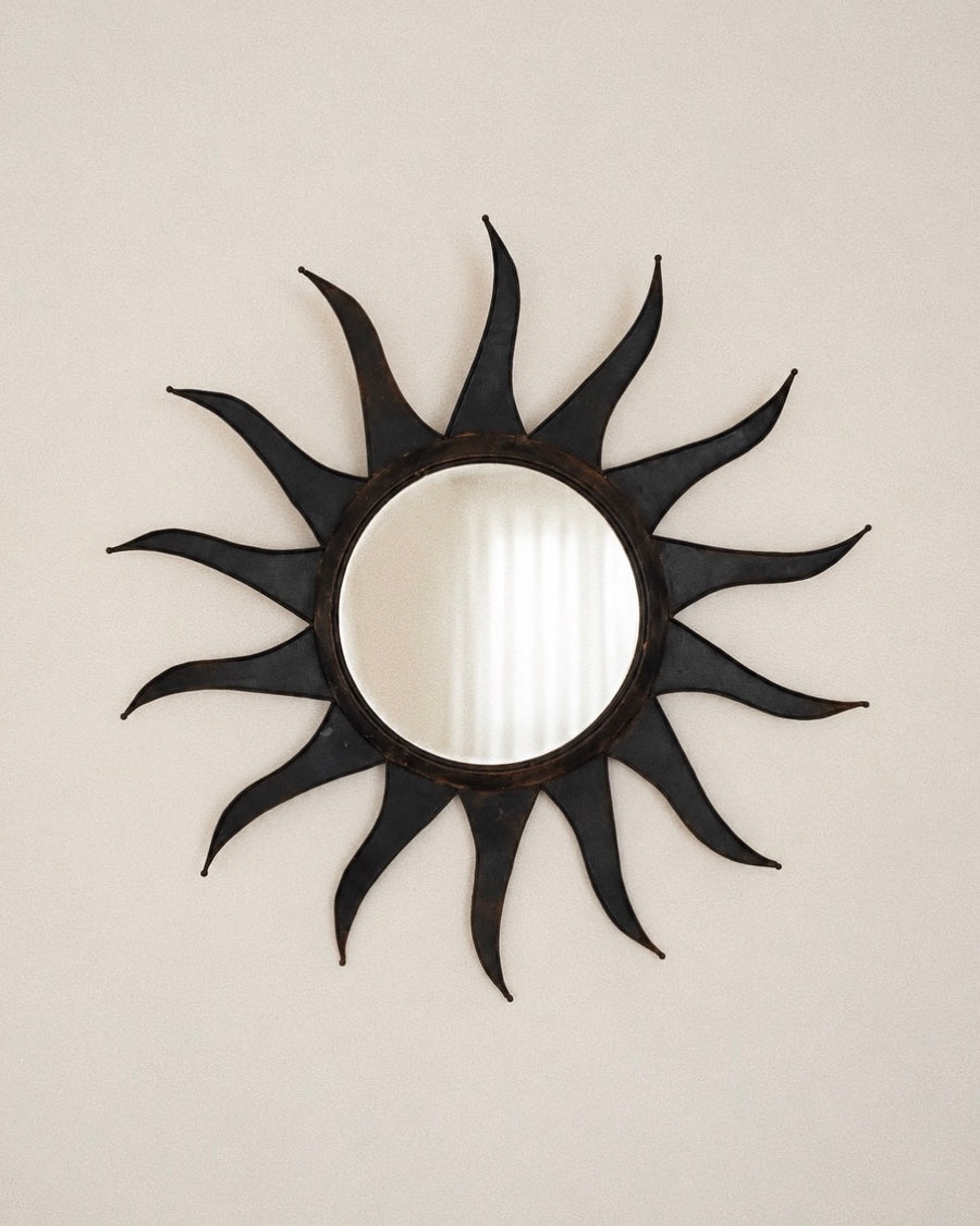 Sculptural Metal Sunburst Mirror
