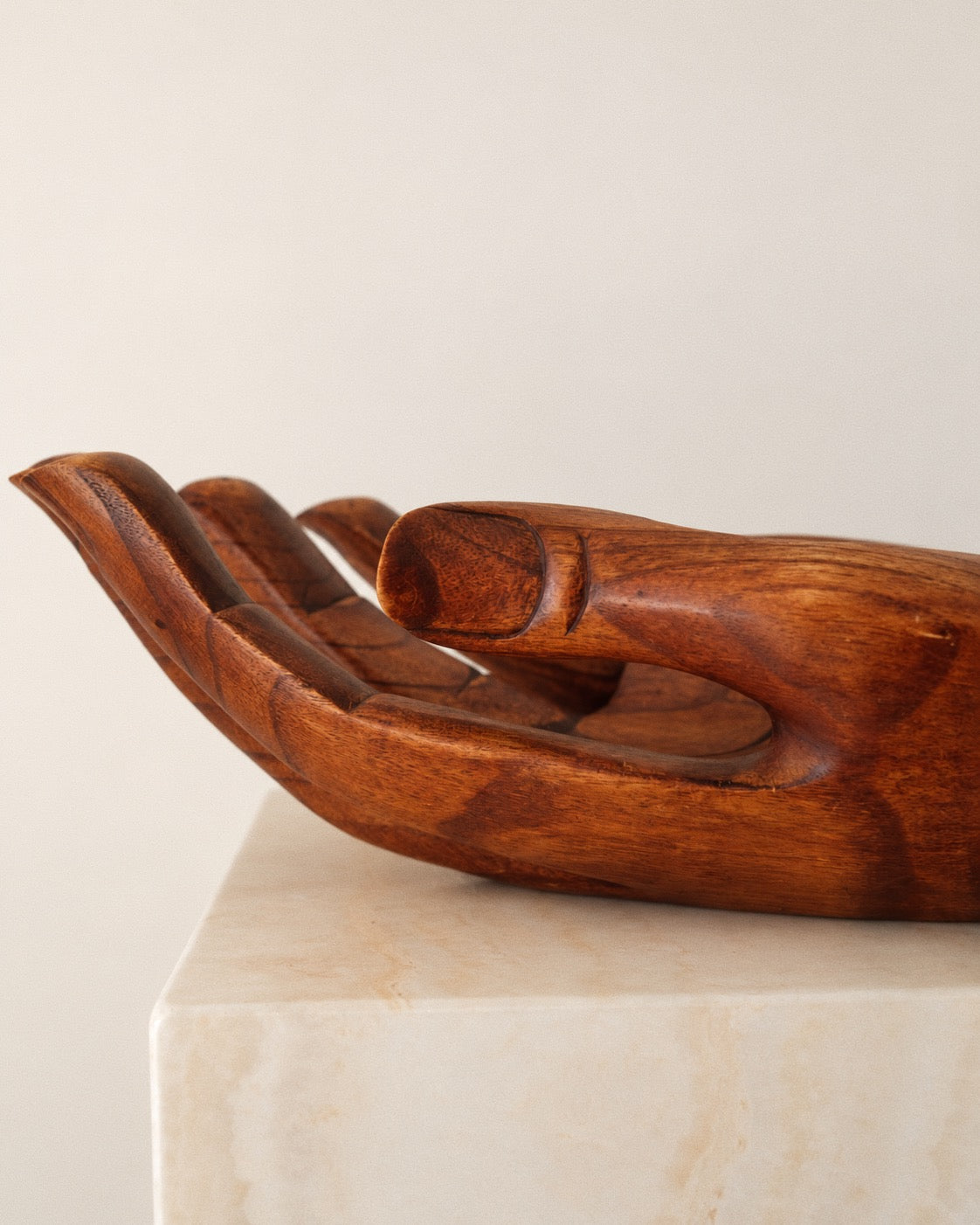 Folk Art Carved Wooden Hand Bowl