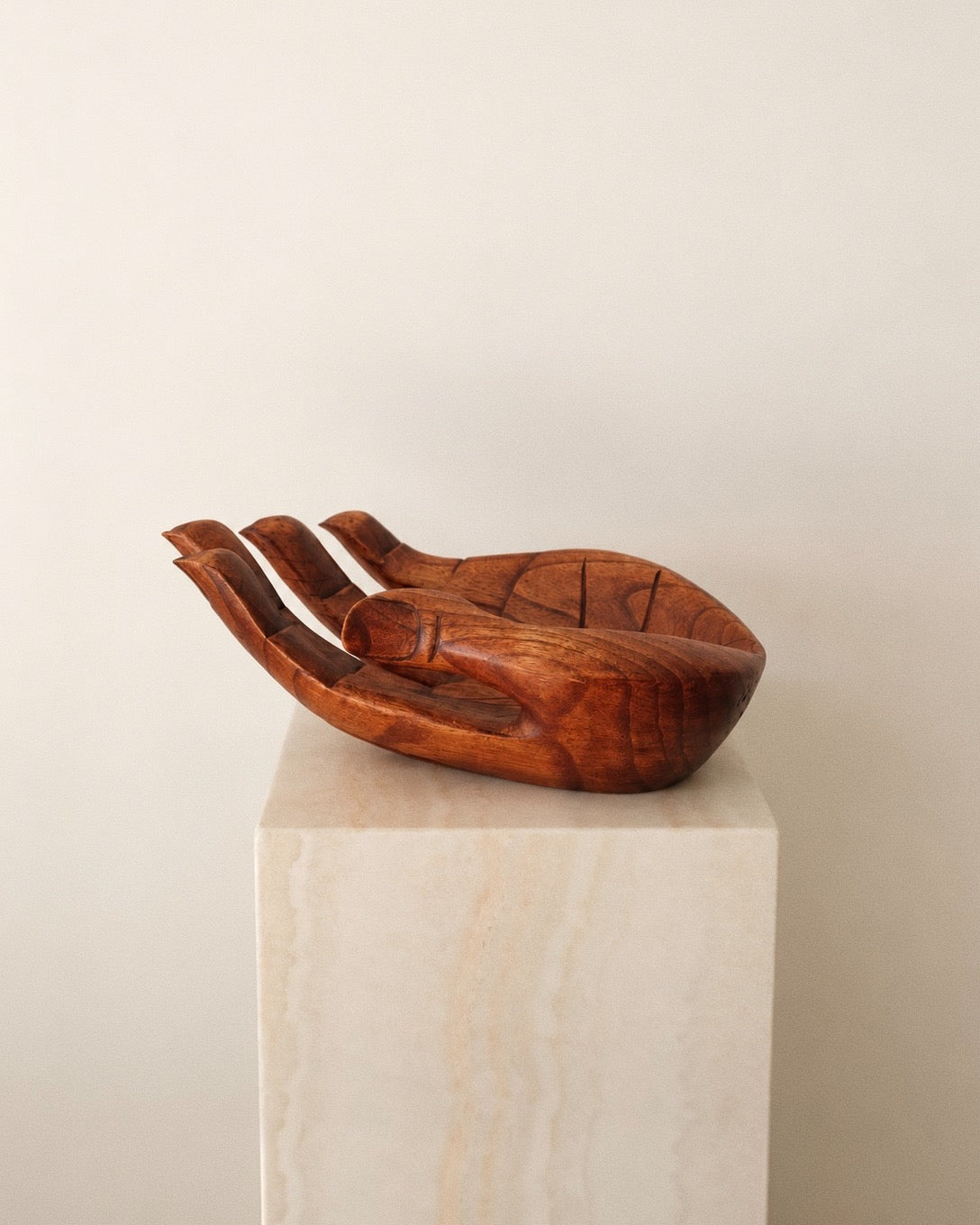 Folk Art Carved Wooden Hand Bowl