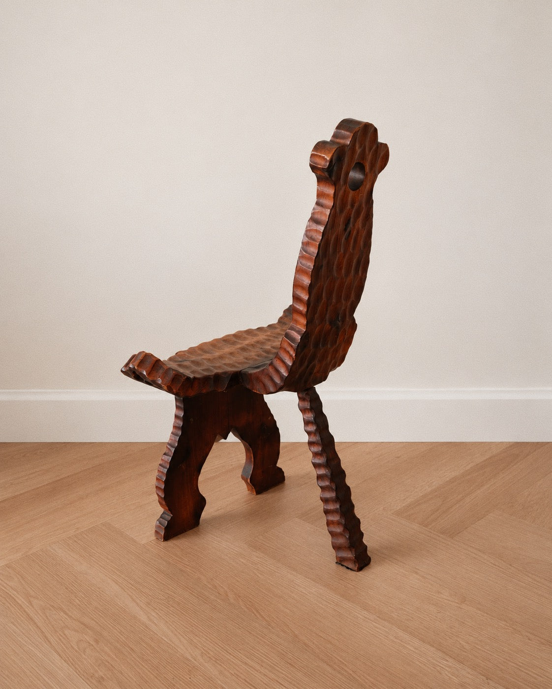 Spanish Revival Carved Tripod Birthing Chair