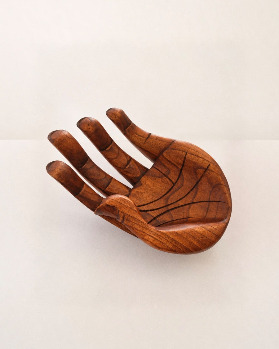Folk Art Carved Wooden Hand Bowl