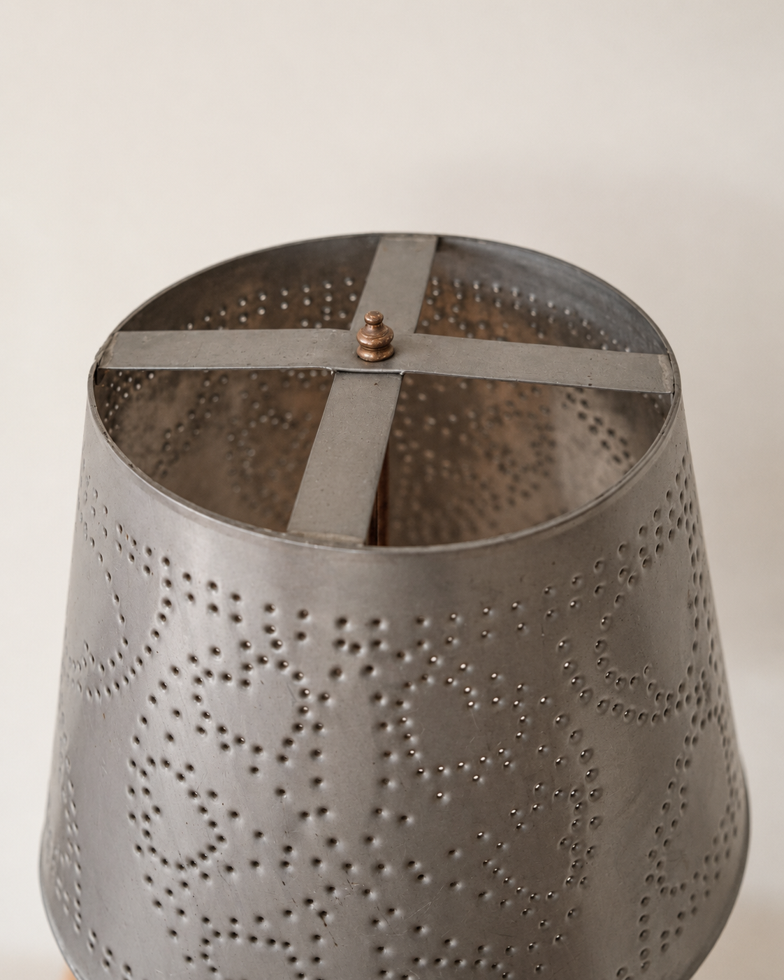 Vintage Punched Tin Folk-Art Table Lamp