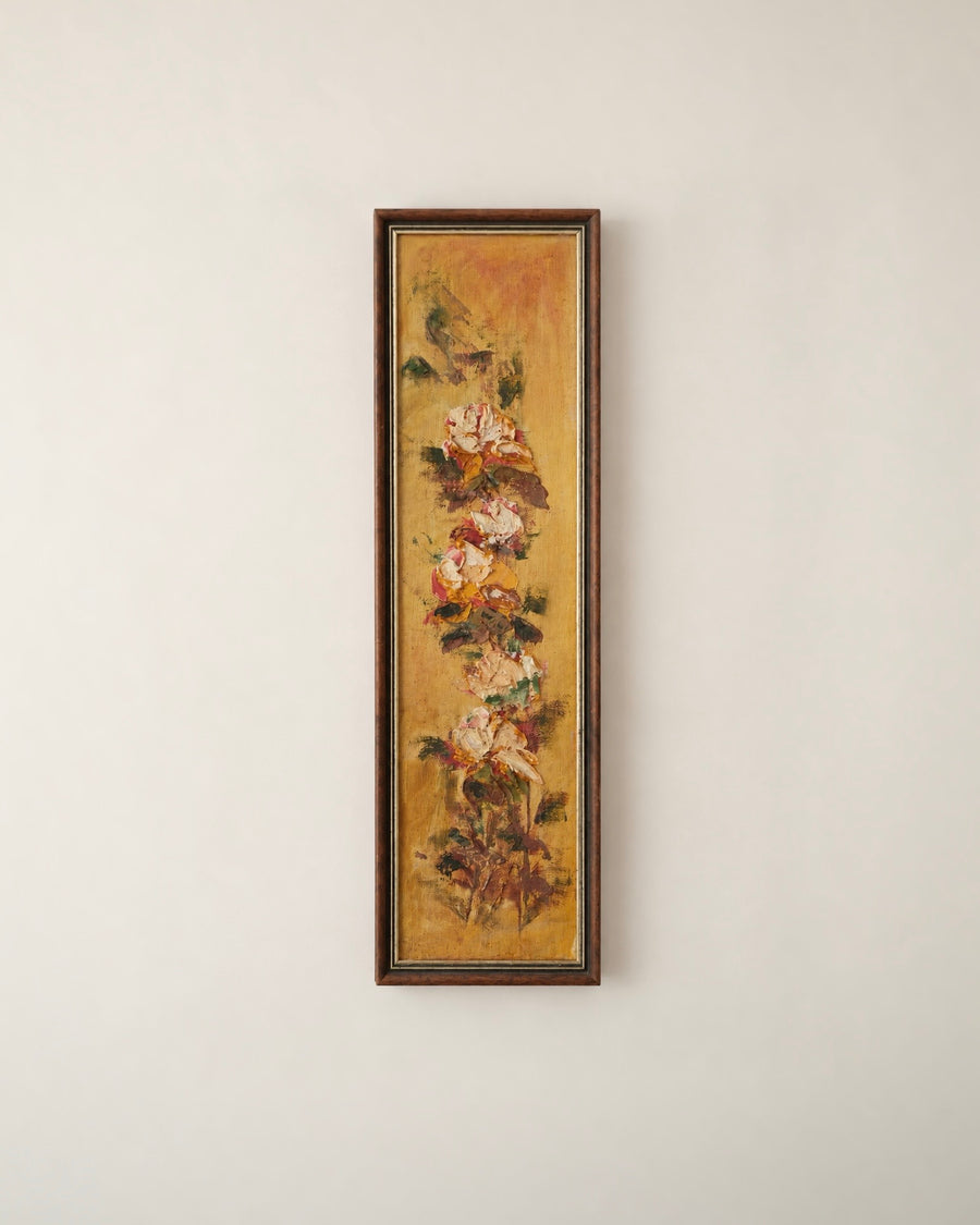 “Golden Bloom” — Mid-Century Floral Oil Painting