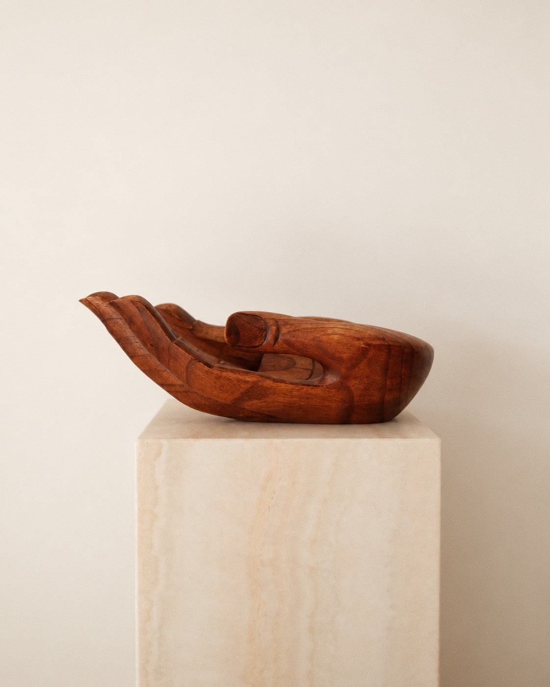 Folk Art Carved Wooden Hand Bowl
