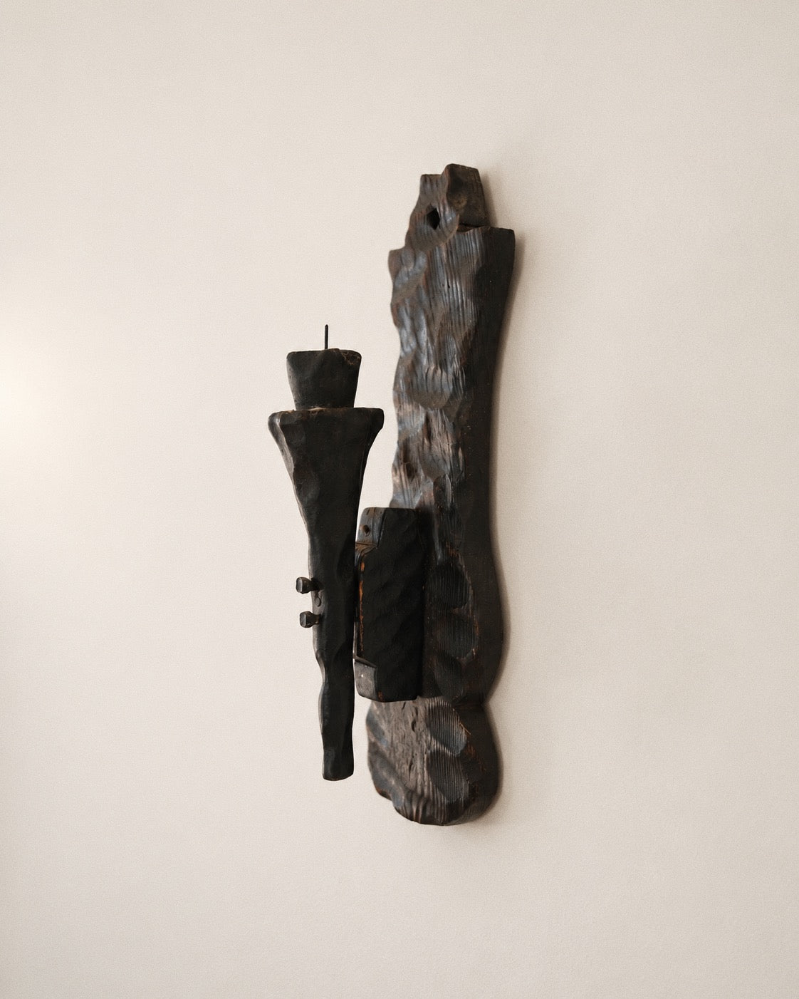 Brutalist Wooden Candle Sconce